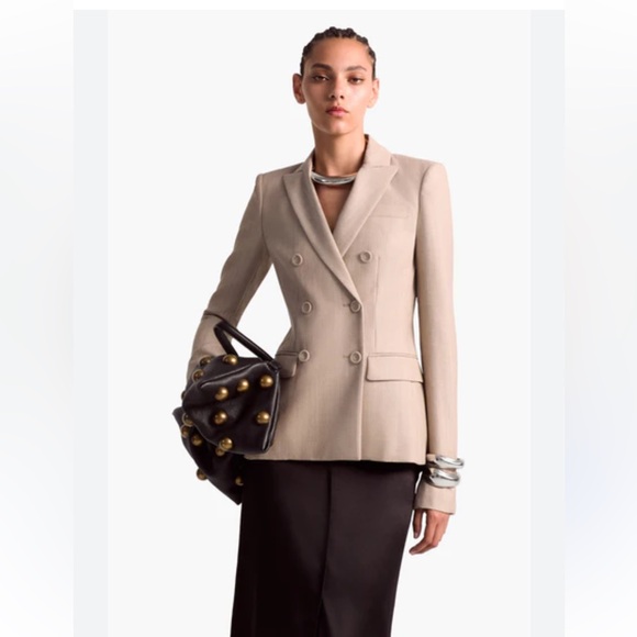 Altuzarra Indiana NEW Double-Breasted Tan Blazer Wool Sz 42 madeItaly pricefirm! - Picture 1 of 13